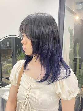 フラム 渋谷(flamme) ミディアムレイヤー×ブルーブラック