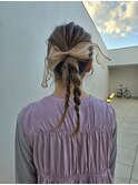 ハイトーン三つ編みアレンジ