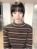 マッシュウルフ姫カットマレットヘア黒髪前髪ありウルフ