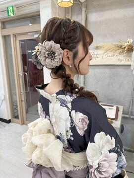 プティクローシェ バイ クオーレ(petite cloche by CUORE) サイド編みおろし 浴衣ヘア