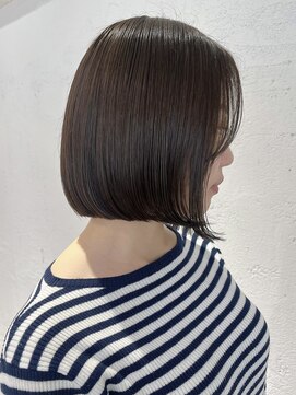 髪質改善カラー/切りっぱなしボブ/前下りボブ/30代ヘア/横浜駅