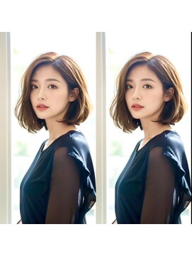 大人可愛い柔らか質感のナチュラルボブ