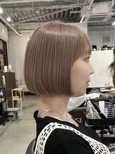 カーフ アオゾラヘアー 光の森2号店(calf AOZORA HAIR) ミルクティーベージュ ボブ ブリーチあり スタイリング簡単