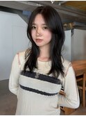 ロングレイヤーカット透明感グレージュ