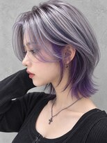 アースオーセンティック 立川店(EARTH Authentic)&nbsp;シルバー＆紫デザインカラー×レイヤーボブ