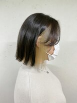 アジールヘア 東上野店(agir hair)&nbsp;切りっぱなしボブ耳掛け可愛いインナーカラーベージュ