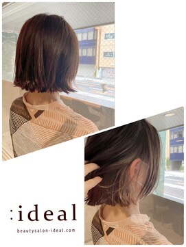 アイディール(:ideal) 20代30代40代☆肩下ミディから切りっぱなしボブ×インナーカラー