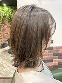 ★くびレイヤーニュアンスカラー小顔似合わせカットグレージュ