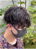 波巻きパーマメンズパーマメンズヘアツーブロックツイストパーマ