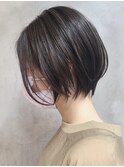 顔周りレイヤーカットくびれヘア切りっぱなしボブ大人ボブ30代◎