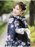 【浴衣】花火大会　浴衣レンタル　ヘアセット　ポニーテール