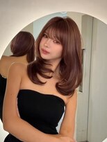 くびれヘア_ミニウルフチェリーブラウンホワイトグレージュ