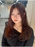 ピンクブラウン/暖色カラー/艶髪/レイヤースタイル