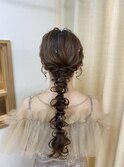 編み下ろし　ポニーテール　アップヘア　参列ヘア