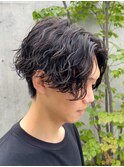 センターパート波巻きパーマシャドウパーマフェザーパーマ