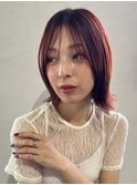 垢抜けショート/外ハネ/ワインレッド