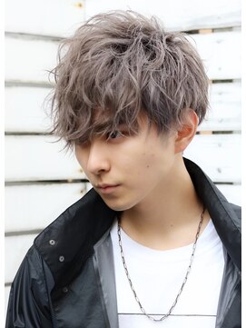 ネイビー(NAVY) フェザーバング ソフトツーブロック スパイラルパーマ上手