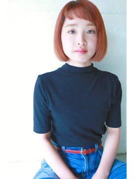 コンビネーション(combination) オレンジカラー ダブルカラー ミニボブ ブリーチカラー