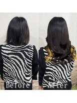 あるじゃんすー 京都店&nbsp;ブラック×イエロー#シールエクステ#セクションカラー#韓国#京都