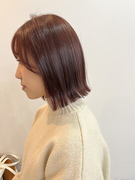 サクラ オモテサンドウ(SAKURA) 切りっぱなしボブ　ピンクラベンダー　ヘルシースタイル　おもて