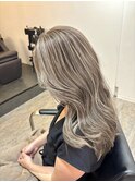 ハイライトカラーくびれヘアアプリコットオレンジ