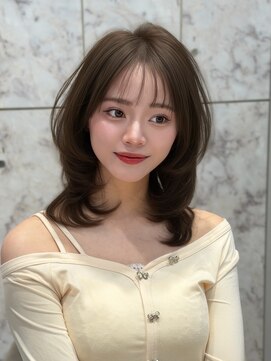 シーシンジュク 新宿南口(Sea shinjuku) オリーブグレー×小顔[ココアベージュ/黒髪/くらげヘアー]