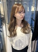 ナチュラル甘め☆オリーブベージュ（ブリーチなしWカラー）