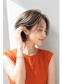 ショートボブ/大人女性/ベージュブラウン/白髪ぼかし/脱白髪染め