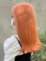 ベレーザシェルト(Beleza scelto)&nbsp;ba1581オレンジピンクブリーチオンカラーコリアンスタイルロング