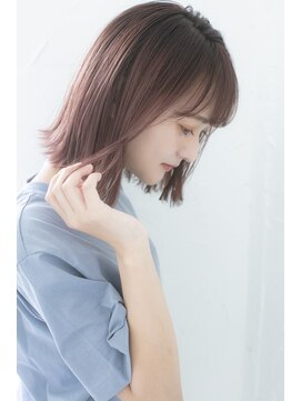 アジールヘア 所沢プロペ通り店(agir hair) ピンクベージュボブ10代20代ブリーチケア切りっぱなし