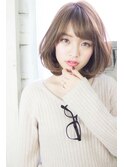 【柏】耳掛け/厚め前髪/ベージュ/大人かわいいナチュラルボブ