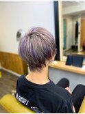 メンズウルフ　シルバーカラー　ブルーラベンダー　メッシュ