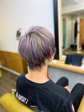 トルチェ(toRtue) メンズウルフ シルバーカラー ブルーラベンダー メッシュ