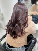 艶感　ピンクブラウンカラー　韓国ヘア　レイヤーカット　透明感