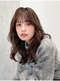 似合わせ前髪チョコレートベージュカラーこなれミディ小顔カット