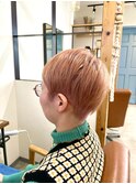 地毛からブリーチ2回！うすいピンクベージュのベリーショート