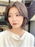 ナチュラル小顔前髪あり後れ毛サイドバング結べるボブくびれヘア