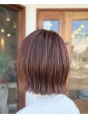 大人可愛いピンクブラウンボブ