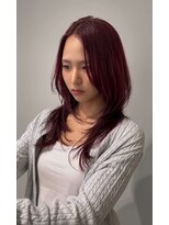 ヴィオラカラー(VIOLLA COLOR) 韓国風ハッシュカット×ワインレッド/小倉