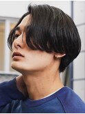 大分ニュアンスパーマメンズカットセンターパートミディアムボブ