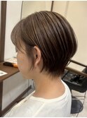 大人ショート/白髪ぼかしハイライト/デザインカラー
