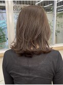 ブリーチなし切りっぱなしボブミディアムレイヤーボブ夏カラー