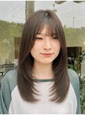 レイヤーカット/アッシュブラウン/透明感カラー/髪質改善