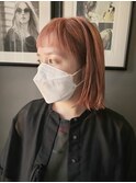 【新宿　penelope】ぱつっとワンレンボブ×コーラルピンク！