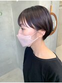 耳掛けショート、マッシュショート、アッシュブラウン