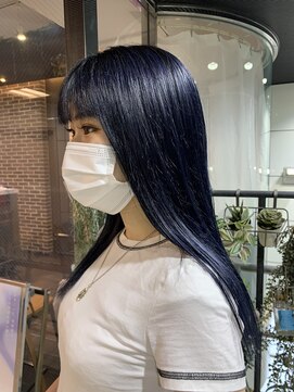 ヘアーアンドメイク ビス(HAIR&MAKE bis) 艶髪ハイトーン♪ネイビーブルー☆【多田　華歌】