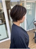 ふんわりレイヤーショート×暗髪ナチュラルブラウン