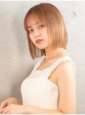 ボブ　ストレート　シースルーバング　イルミナカラー