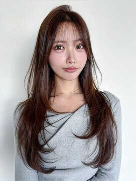 顔周りレイヤー韓国ヘアロング前髪カット_F1250