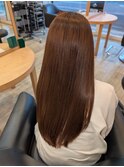 髪質改善縮毛矯正ロングナチュラルブラウン